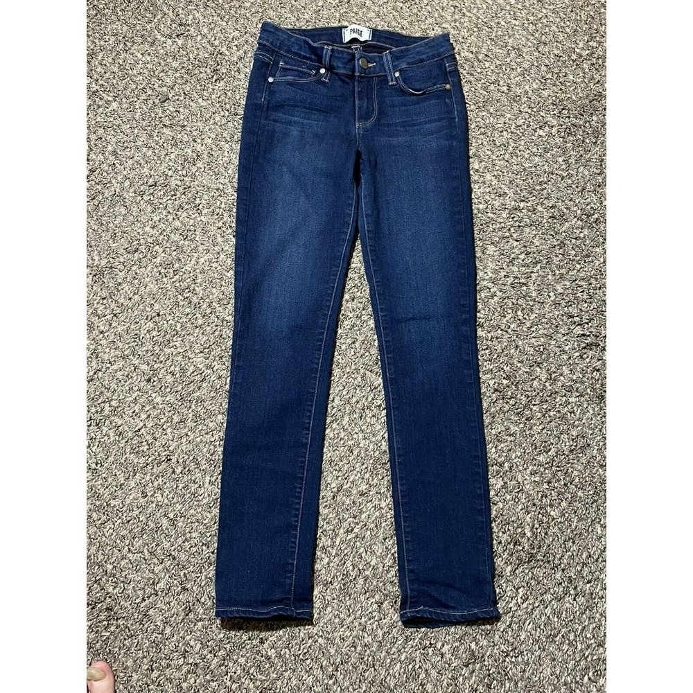 Paige Womens 25 X 27 Skyline Ankle Peg Jeans Dark Wash Blue Denim Stretch